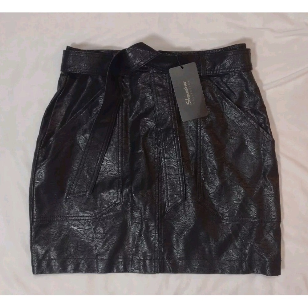 NWT Rock Y2K Faux Leather Print Mini Skirt Womens Small Grunge Rock